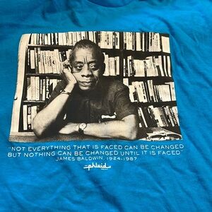 James Baldwin turquoise tee shirt. Size medium.